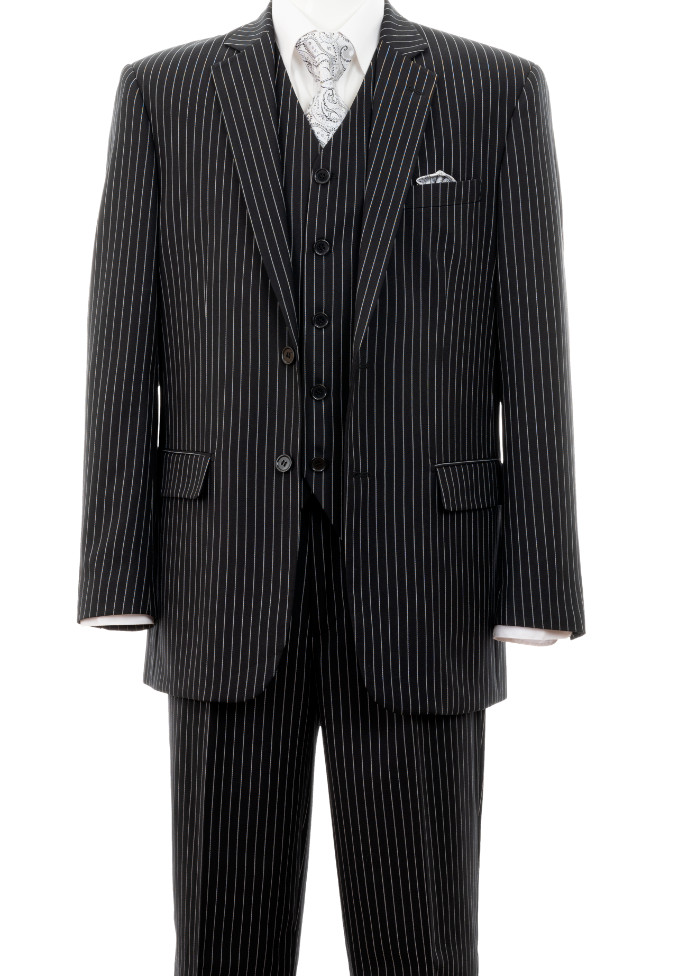 New Men's 3 piece w/ Vest Classic Luxurious Wool Feel Suits 2-Button Pinstriped image 4