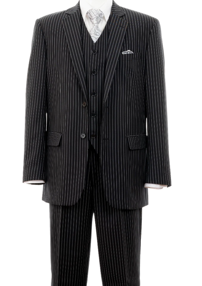 Nuevo Para hombres 3 Piezas con Chaleco Clásico Lujoso Lana Sensación Trajes 2 Botones A Rayas Foto 4 de 4