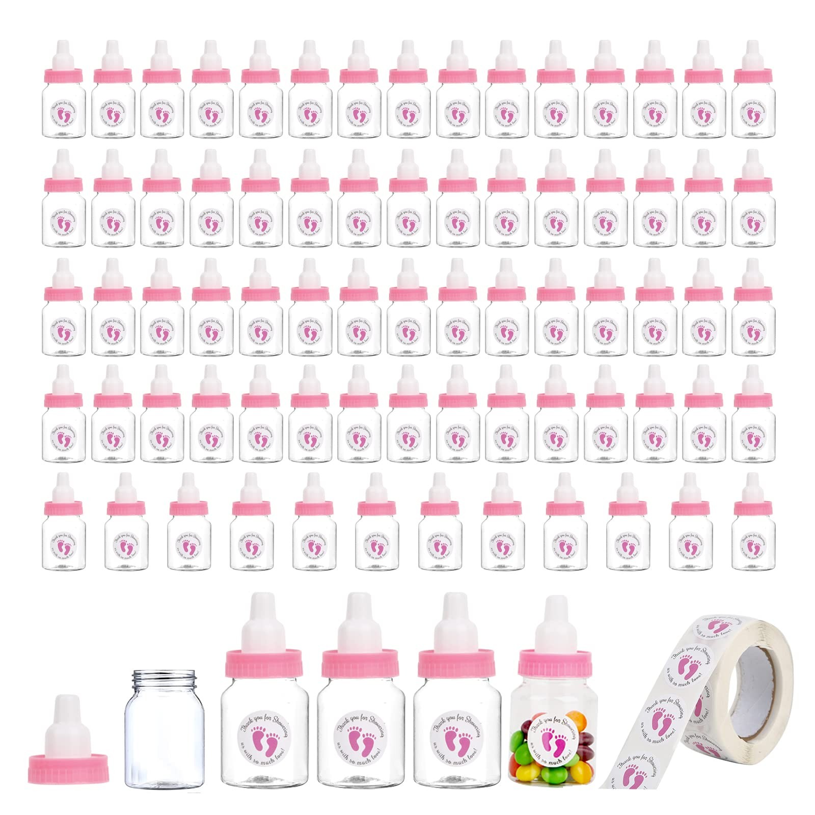 Favors - White Plastic Bottles For Baby Boy Shower Party...