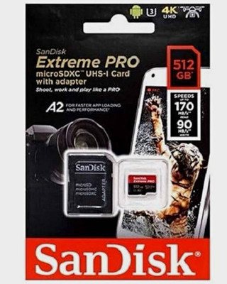 SanDisk Extreme PRO microSDXC 512GB UHS-I U3 A2 4K UHD mit Adapter