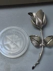 Vintage Giovanni Brooch Pin Rose Flower Silver Tone Vintage Costume Jewelry