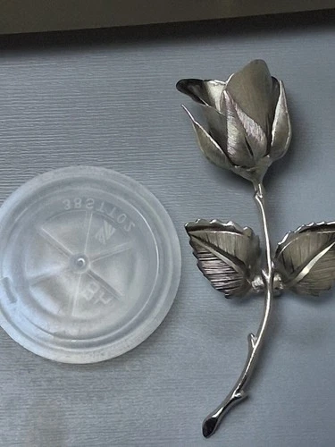 Vintage Giovanni Brooch Pin Rose Flower Silver Tone Vintage Costume Jewelry