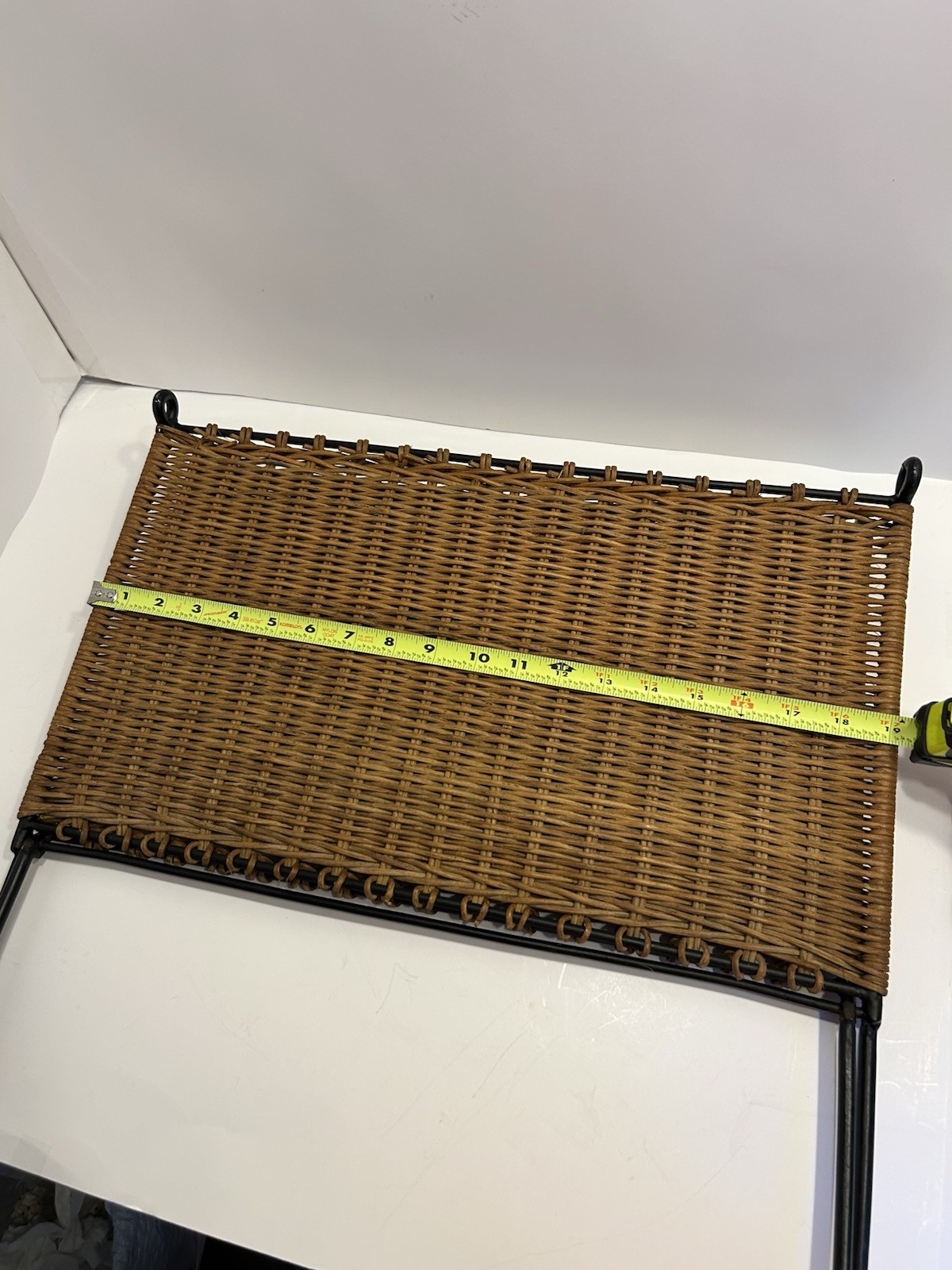Vintage Mid Century Modern Magazine Holder Rattan Wicker Iron