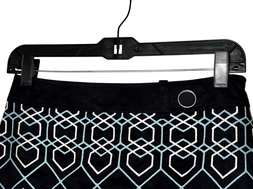 Falda lápiz Ann Taylor para mujer talla 0 pequeña bordada azul marino forrada de algodón carrera Foto 3 de 4