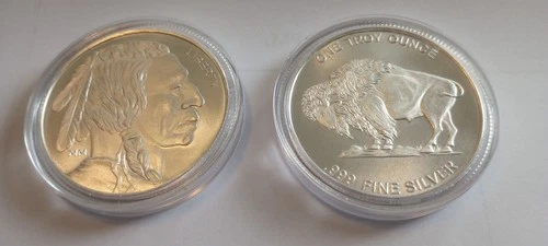 1 oz Silver Indian/Buffalo Round .999 Fine Silver - MM Mint Mark On Indian Side