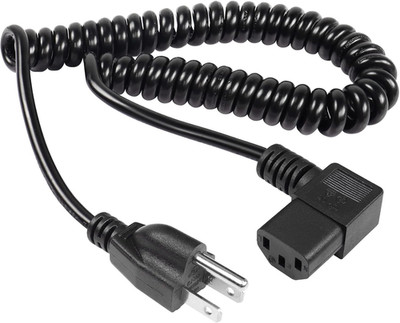 Right Angle 3 Prong Power Coiled Cord,90 Degree 18AWG NEMA 5-15P to IEC 320 C13