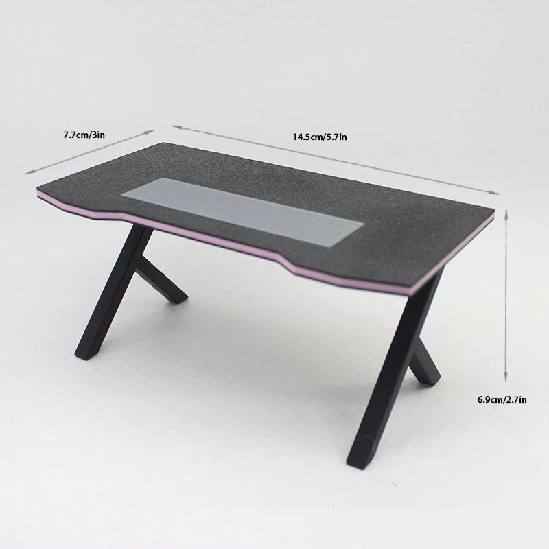 1/12 Casa de Muñecas Miniatura Conjunto de Computadora Juego Escritorio Silla Teclado Ratón Auriculares Foto 3 de 4