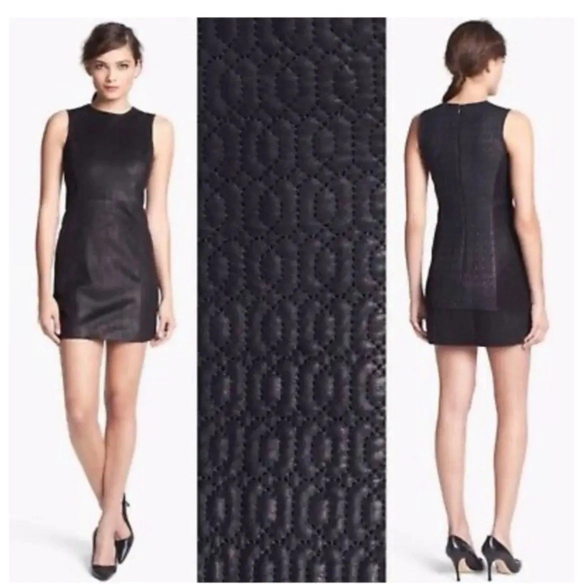 theyskens theory leather dress Theyskens' Theory Leather Sheath Dress 2 / XS Black Sleeveless Lambskin Quilted