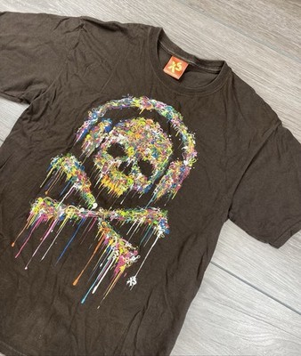 Exact Science Men s Y2K Vtg Skull Headphones Graphic Tee Brown Size Medium 