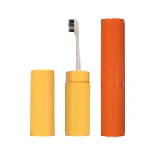 2PcsTravel Toothbrush Case, 7.8x1.65"Fine Lines Toothbrush Holder, Yellow,Orange