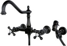 NEW Kingston Brass KS1245AXBS Wall Mount Bridge Kitchen Faucet W/SPRAYER BRONZE
