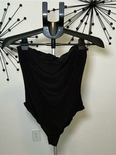 Fashion Nova Black Strapless Bodysuit Size Large Minimalistic