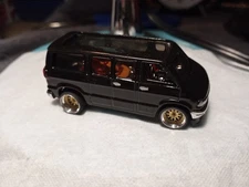 CUSTOM MADE SUPER /WHEEL SWAP-HOT WHEELS DODGE VAN / GO-CART BLACK/REAL RIDERS.