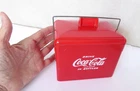 Vintage 1950s Coca-Cola Plastic Miniature Picnic Cooler Ice Chest 5.5" x 5" x 4"