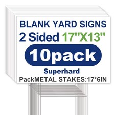 10-Pack 17"x13" Blank Yard Signs with Stakes, Corrugated Plastic Board Yard S...