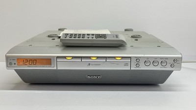SONY ICF-CDK70 Under Cabinet Kitchen 3 Disc CD Changer Remote Clock Radio Tested