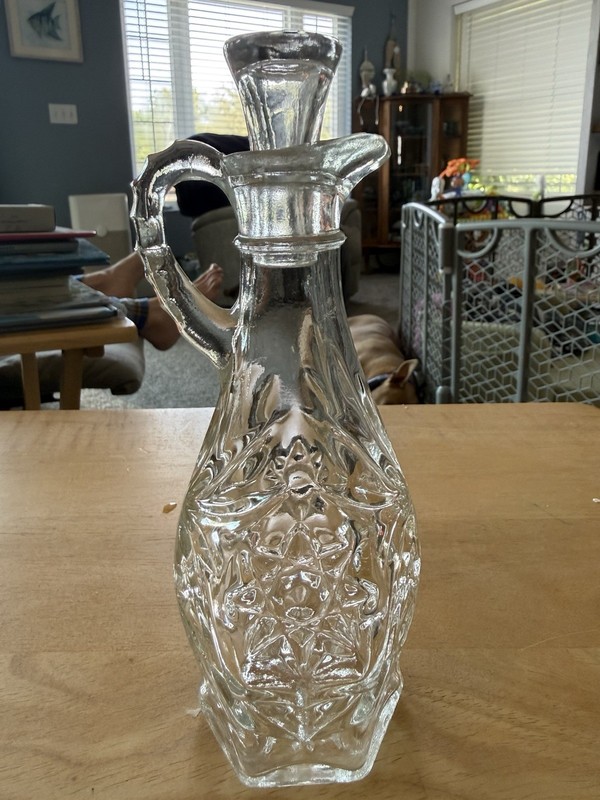 Vintage Anchor Hocking Clear Star Of David Cruet With Topper