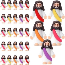 Bememo 25 Pcs Little Jesus Figures Original Design Mini Rubber Bright Colors 