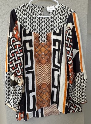 Womens NWT Camilla El Molo Heartland Printed Lantern Sleeve Blouse Shirt Size 12