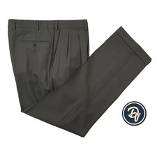 Mens 34 X 32 Ermenegildo Zegna Solid Olive Green Soft Knit Wool Trousers