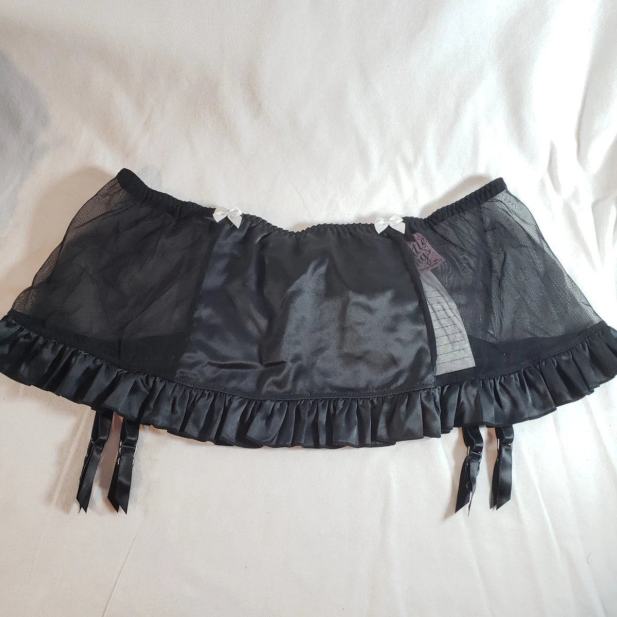 Satin Black Regular Size Garter Belts for Women for sale
