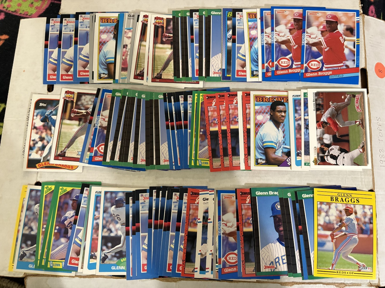 (240) Glenn Braggs Baseball Cards Lot Base Milwaukee Brewers Collection