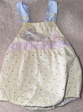 Vintage teddy bear floral bubble romper size 6/9 months girls summer overalls