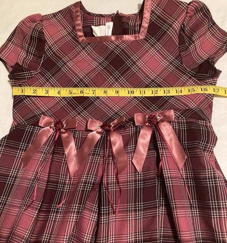 Bonnie Jean Girls Pink Plaid Long Dress Size 16 Prairie Modest Church Formal - Picture 4 of 4