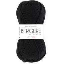 Pelote de laine - Noir - 100% coton bio - 3mm - Tricot et crochet - Bergère de F
