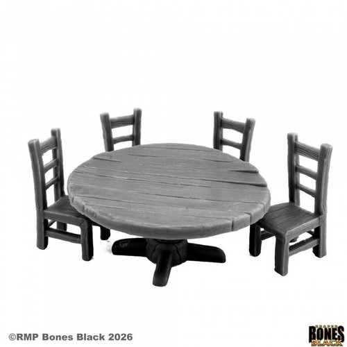 Reaper Bones Black 44330 ROUND TABLE AND CHAIRS