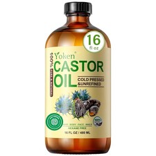EWG Verified Castor Oil Organic Glass Bottle 16 fl oz 100 Pure Natural Cold Pre