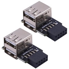 2 PCS USB 2.0 9Pin Female Motherboard Header To Dual USB 2.0 Type A Port