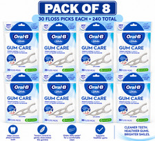 8 Pack Oral-B Glide Gum Care Floss Picks 30 Count Each Unflavored   240 Total