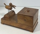 MECHANICAL WOOD INLAY DESKTOP CIGARETTE DISPENSER BIRD BOX WORKS TOBACCIANA