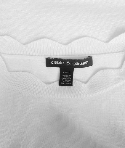 CABLE & GAUGE maglione donna piccolo pullover bianco maglia manica lunga cuore - Foto 5 di 5