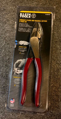 Klein Tools D2139NE2288 - Lineman's Pliers & Diagonal Cutters 2-Piece Kit - NEW