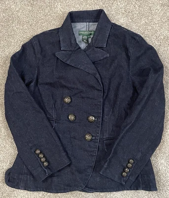 Lauren Jeans Company Ralph S Petite Military Denim Jacket *READ Missing Button* - Image 1 of 4
