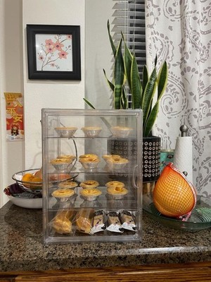 Pastry Display Case 4 Tier Acrylic Cookie Bakery Cake Bread Food Clear Show Box
