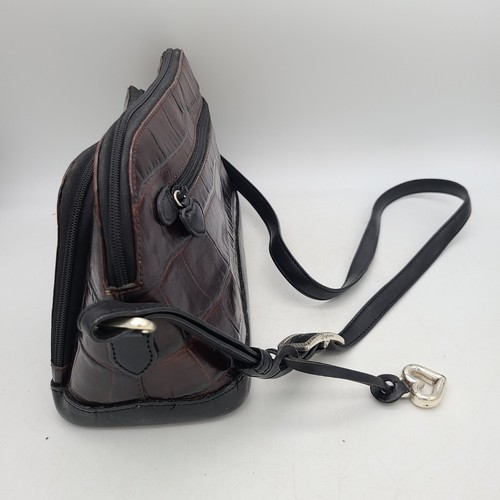 Brighton Brown Embossed Leather Shoulder Crossbody Bag Dome Shaped C886238 - Picture 2 of 11