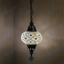 Turkish Moroccan Glass Mosaic Ceiling Hanging Chandelier Light Lamp Large Globe