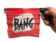 1 BANG GUN RED FLAG Clown Comedy Gag Toy Joke Stage Prop Joker Fake Metal Pistol