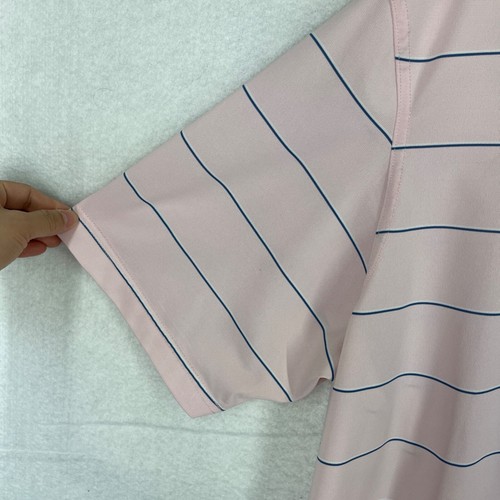 Bobby Jones Performance Golf Polo Shirt Striped Short Sleeve Pink Mens Size XL - Picture 4 of 11