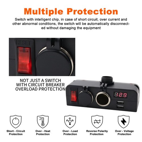 3 In 1 DC Charger Power Socket Dual USB Ports Digital Voltmeter Vehicle 12V 24V - Picture 4 of 11
