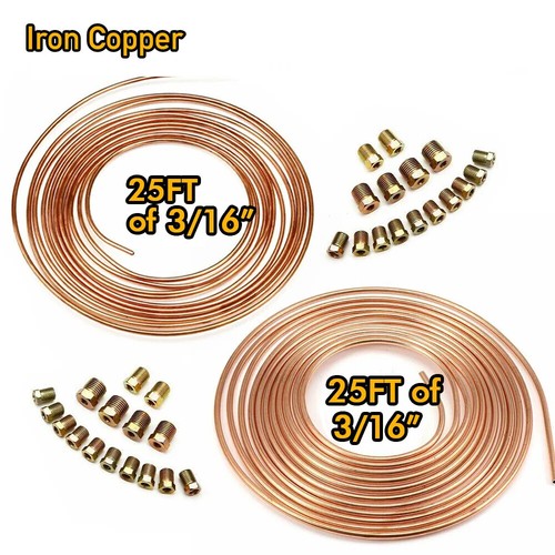 25-Foot 3/16" OD Copper-Nickel Brake Line Coil – Rustproof Tubing – Easy To Flare & Bend