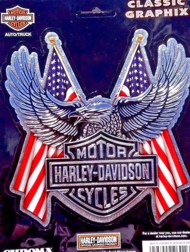 Harley Davidson Eagle American Flags With Bar And Shield Sticker Decal Chrome - Picture 3 of 3