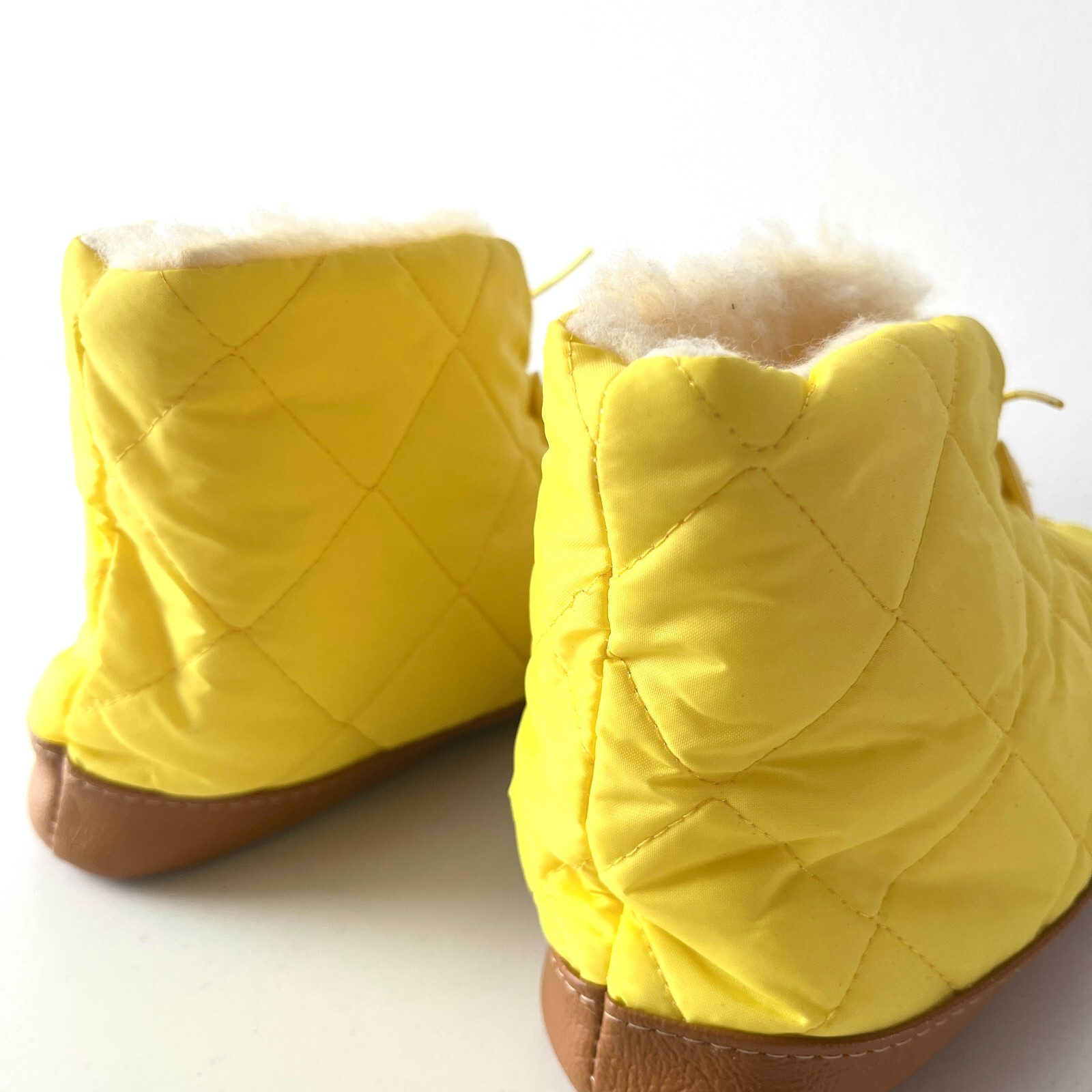 PANTOFOLA D’ORO Dearfoams Vintage Foderato Bootie Pantofole Donna US Taglia Small 5 6 Giallo Made in USA