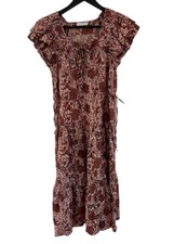 ULLA JOHNSON Madeline Flutter Sleeve Cotton  Midi Dress 0 Orange Floral