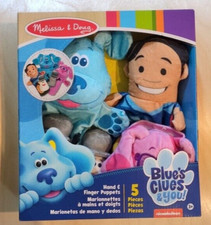 Blue's Clues Hand Puppets NEW Soft Plush 5 Piece Set Melissa Doug Josh Magenta