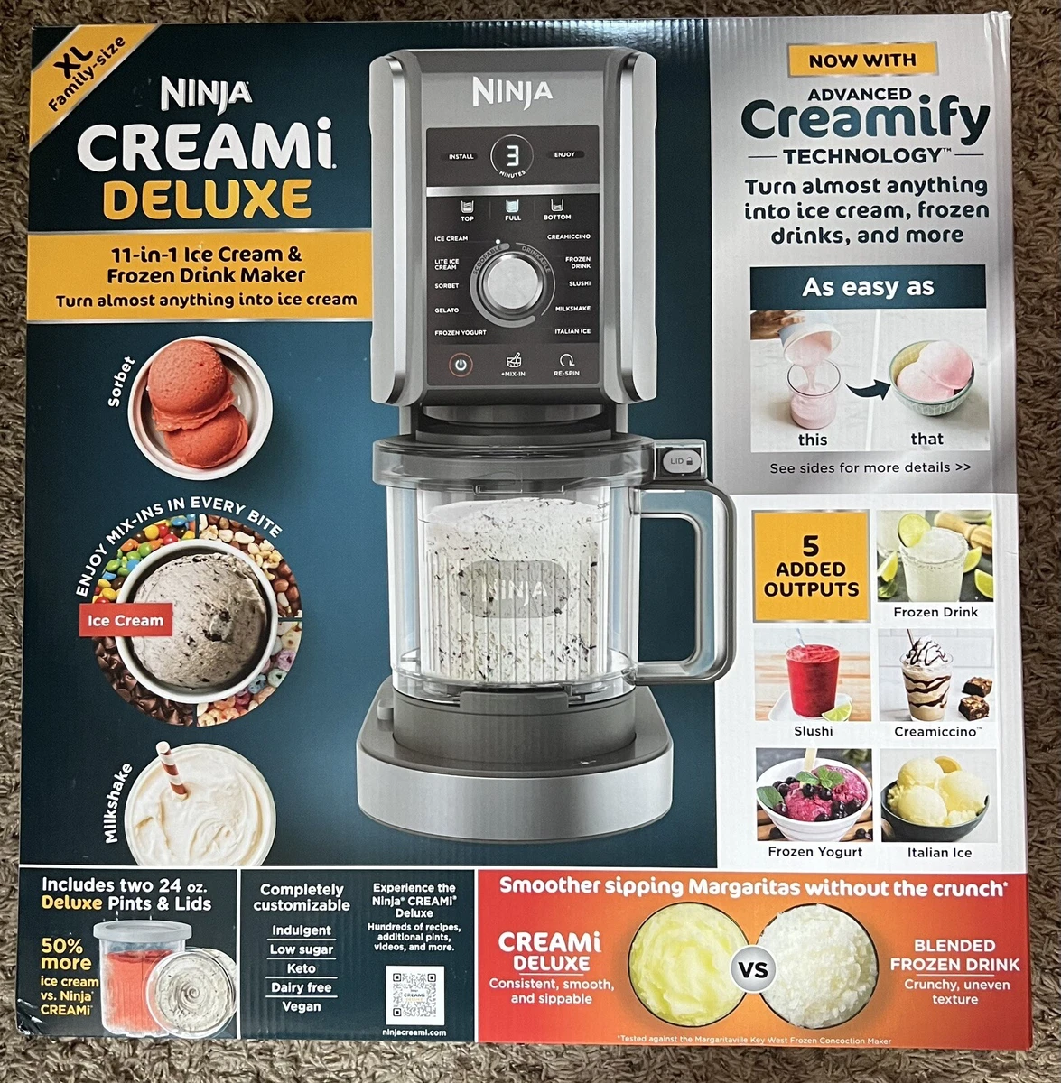 Ninja CREAMi Deluxe 11-in-1 (NC501) Ice Cream Frozen Yogurt Machine *BRAND  NEW*