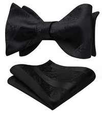 Men's Self-Tie Bow Tie Set Satin Floral Paisley Pocket Squares Wedding Prom